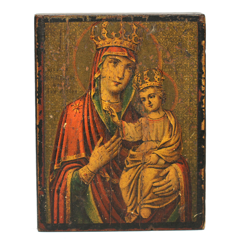 Старинная печатная икона Пресвятая Богородица Черниговская 