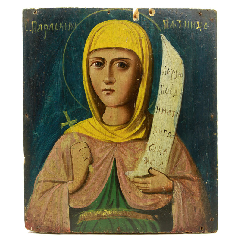 Старинная деревянная икона святая Великомученица Параскева Пятница 