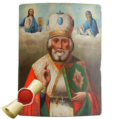 Старинная икона Святого Николая Чудотворца, 