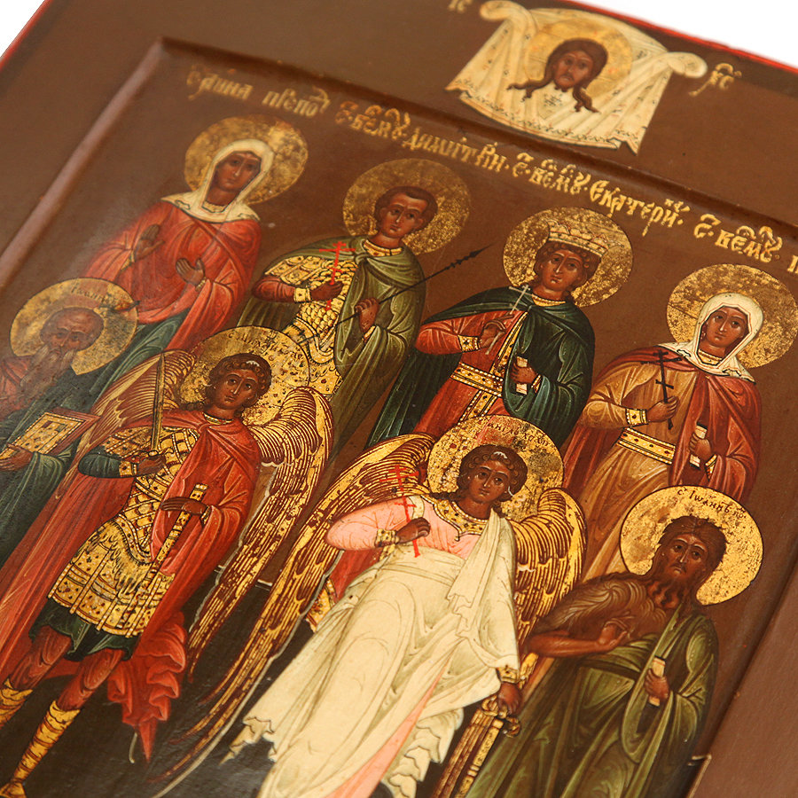 Старинная семейная икона «Собор святых Покровителей». Россия, Москва XIX век.