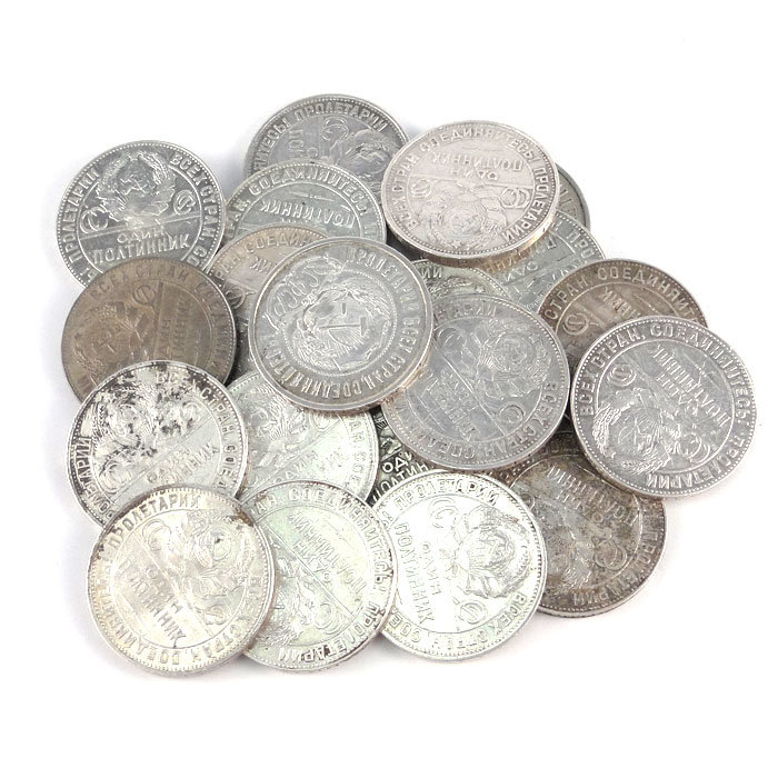 Инвестиционный лот из 20 серебряных монет 180 грамм чистого серебра 1922-26гг