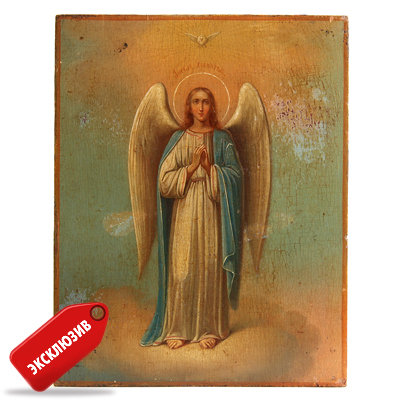 Старинная коллекционная икона Ангела Хранителя, небесного покровителя и защитника. Россия XIX век.
