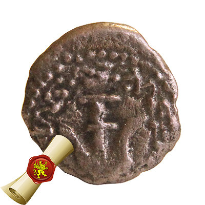 Древняя бронзовая монета Лепта бедной Вдовы