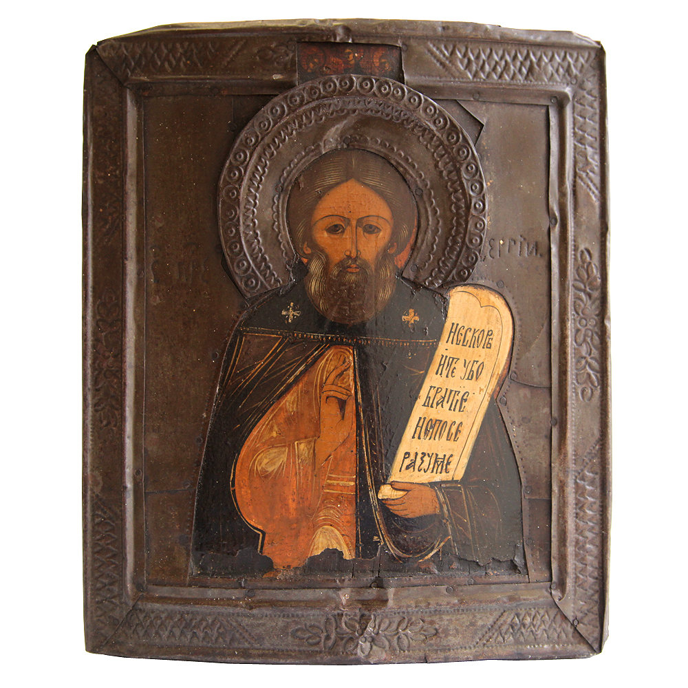 Старинная икона с образом Святого Сергия Радонежского Чудотворца. Россия 1870-1890 гг.