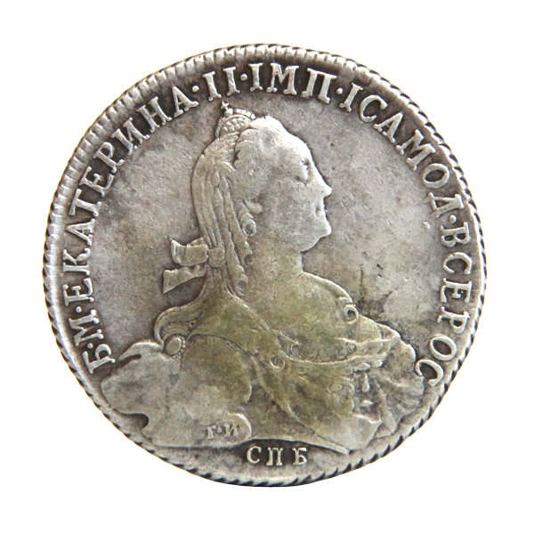 Старинная монета серебряный 1 рубль 1775 год СПБ TИ ФЛ. Россия XVIII век.