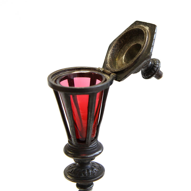 Старинная лампада настольная в виде уличного фонаря в стиле модерн. Клеймом WMF. Европа конец 19 века.