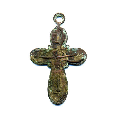 Средний женский старинный православный нательный крестик с надписью Спаси и Сохрани  3,4 см