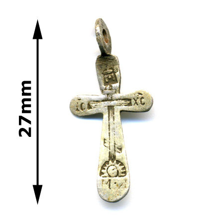 27 мм Старинный нательный крест из серебра без пробы времен Царской России