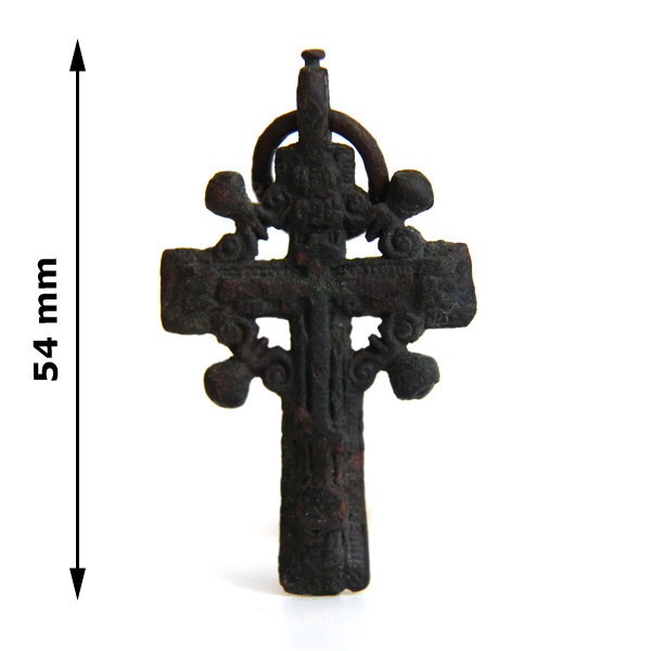 Старинный православный нательный крестик крупного размера с кольцом, Россия 18-19 век.