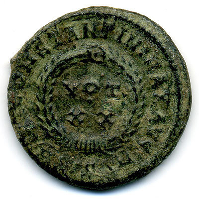 Древняя бронзовая монета Рим III век. АЕ3 отчеканена 272-337гг. Правление императора Константина Великого.