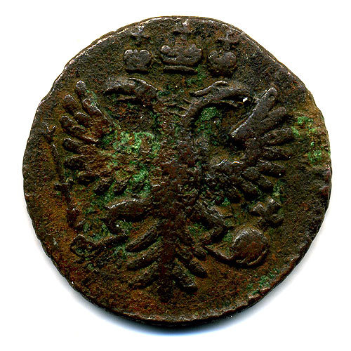 Старинная русская медная монета Полушка 1731 г