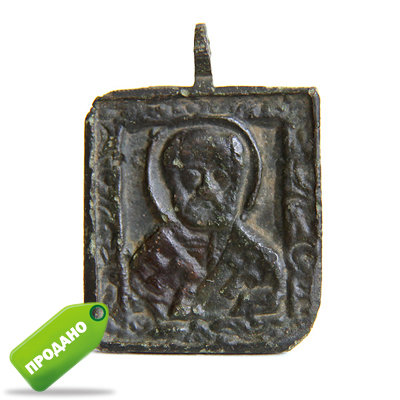 Старинная нательная иконка-малышка святой Николай Угодник. Россия XVIII век.