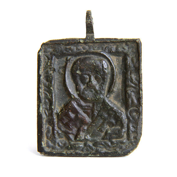 Старинная нательная иконка-малышка святой Николай Угодник. Россия XVIII век.