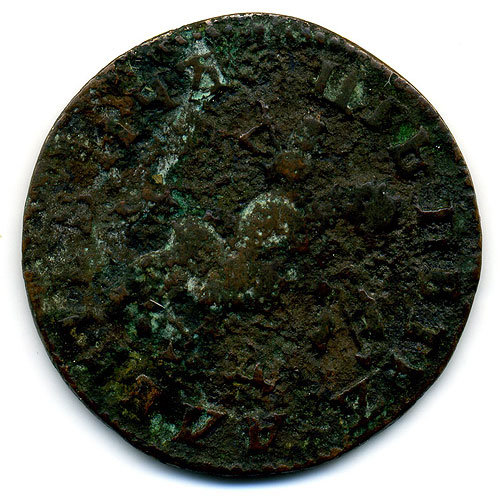 Старинная русская медная монета 1 Копейка 1707 г М.Д.