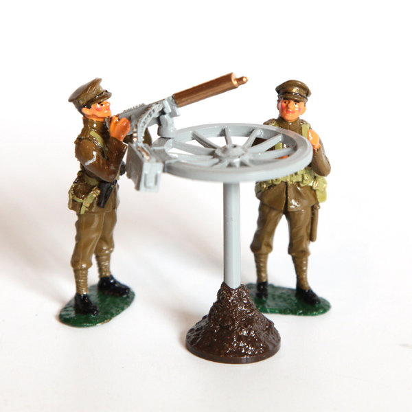 Набор оловянных солдатиков. Британские зенитчики с пулеметом Викерса периода Первой Мировой Войны.