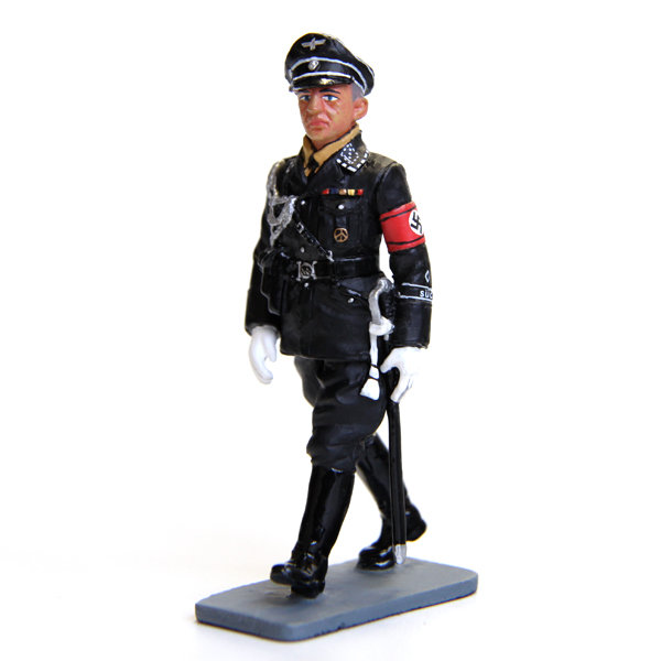 Коллекционный оловянный солдатик марширующий офицер в черной униформе Allgemeine-SS