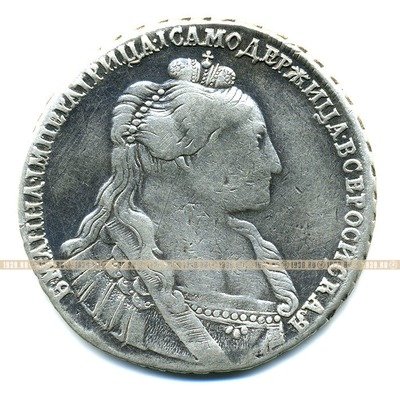Старинная русская монета царский серебряный рубль 1 рубль 1735 г.