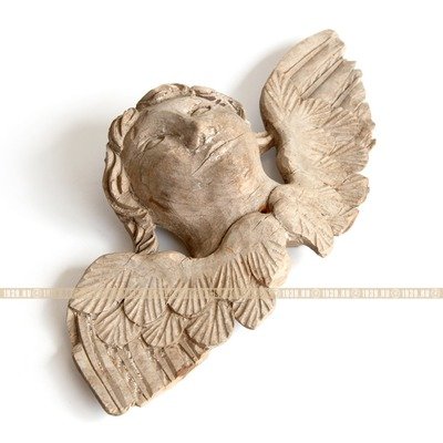 Редкая старинная резная деревянная скульптура Ангела-Херувима. Россия, Архангельск 1750-1790 год