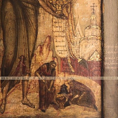 Древняя икона Иоанн Креститель с избранными житийными сценами. Россия, Кострома XVII век.
