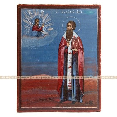 Старинная икона Святитель Василий Великий, Вселенский святитель и учитель. Россия 1840-1850 год