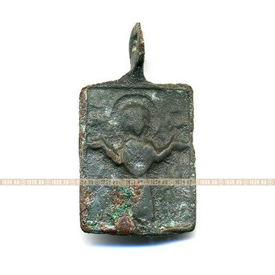 Старинный бронзовый образок 12-13 века Божья Матерь Знамение или Оранта.