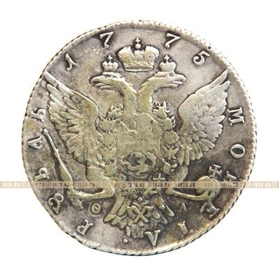 Старинная монета серебряный 1 рубль 1775 год СПБ TИ ФЛ. Россия XVIII век.