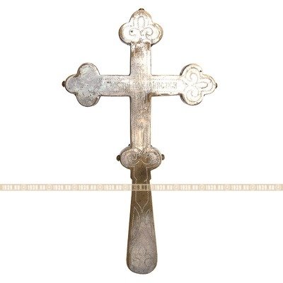 Старинный крест напрестольный водосвятный и благословляющий высотой 21,5 см. Россия XIX век.