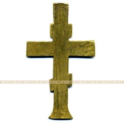 Старинный заказной золоченый православный крест 19 века Распятие Христово поморского типа.