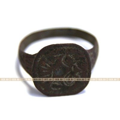 Старинный перстень печатка с индивидуальным орнаментом в виде Дворянского герба. Средневековая Русь 16-17 век.
