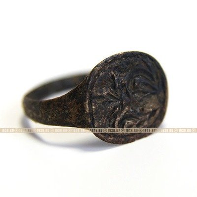Старинный перстень печатка с индивидуальным орнаментом в виде Цветка. Средневековая Русь 16-17 век.