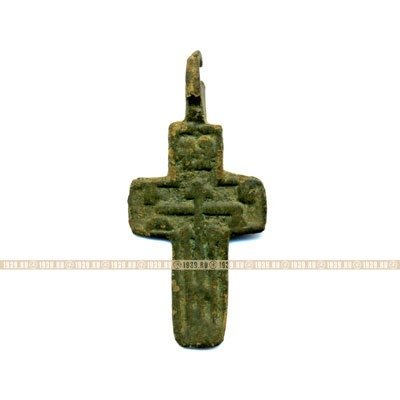 Средний женский старинный православный нательный крестик смолитвой на обороте 3,6 см
