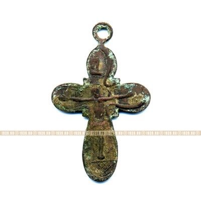 Средний женский старинный православный нательный крестик с надписью Спаси и Сохрани  3,4 см