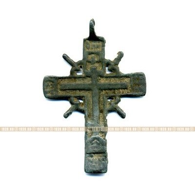 Крупный мужской старинный православный нательный крестик ажурного типа 4,5 см
