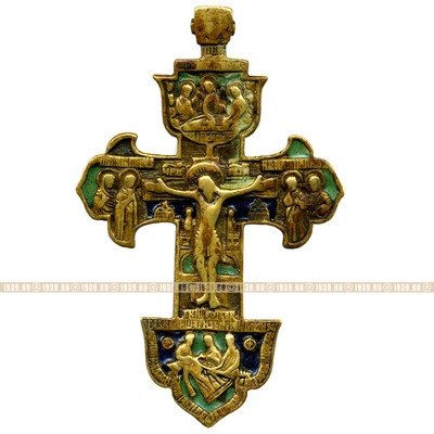 Редкий старинный бронзовый наперсный крест 17 века 