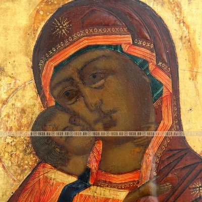Старинная икона 19 века Богородица Владимирская или Богородица Сладколобзающая. Старинная икона с экспертизой! 