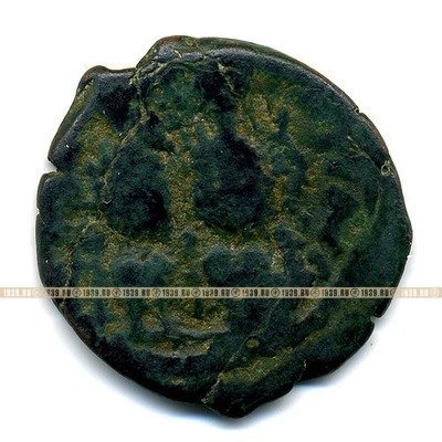 Древняя бронзовая монета Византийская Империя VI век. Юстин II.  Полуфоллис. 
