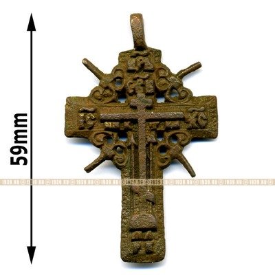 Старинный православный нательный крестик крупного размера, Россия 1790-1840 год