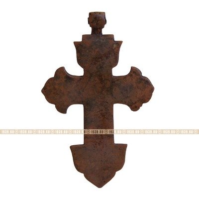 Редкий старинный старообрядческий наперсный крест 17 века c Троицей Нечестивых воинов, высота 12,8 см.