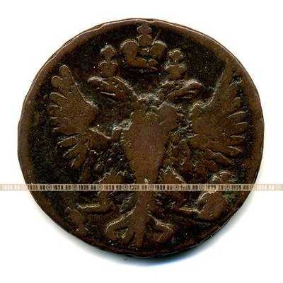 Старинная русская медная монета Деньга 1751 г