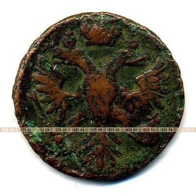 Старинная русская медная монета Деньга 1743 г