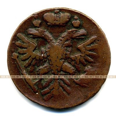 Старинная русская медная монета Деньга 1740 г