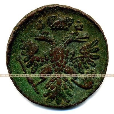 Старинная русская медная монета Деньга 1738 г