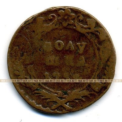 Старинная русская медная монета Полушка 1754 г