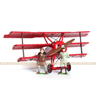 Коллекционная композиция оловянных фигурок: Красный барон со своим младшим братом и истребитель Fokker.