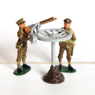 Набор оловянных солдатиков. Британские зенитчики с пулеметом Викерса периода Первой Мировой Войны.