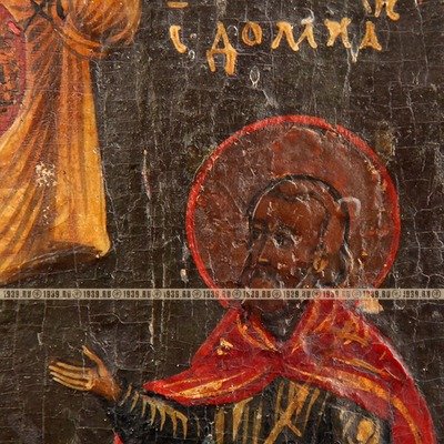 Старинная икона святые Косма и Дамиан целители и чудотворцы. Россия XIX век
