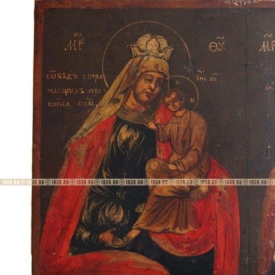 Старинная четырехчастная Богородничная икона «домашний богородничный иконостас». Россия, XVIII век.