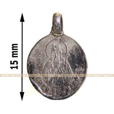 Старинная серебряная нательная иконка-образок Святитель Питирим Тамбовский и Пресвятая Богородица 