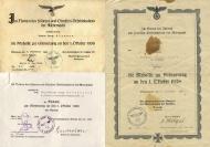 Варианты наградных бланков к медали "В память 1 октября 1938"